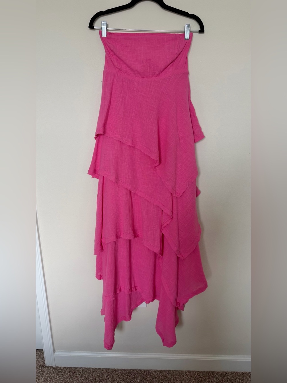 Free People Seraina Maxi Pink Strapless Handkerchief Dress Size XL
